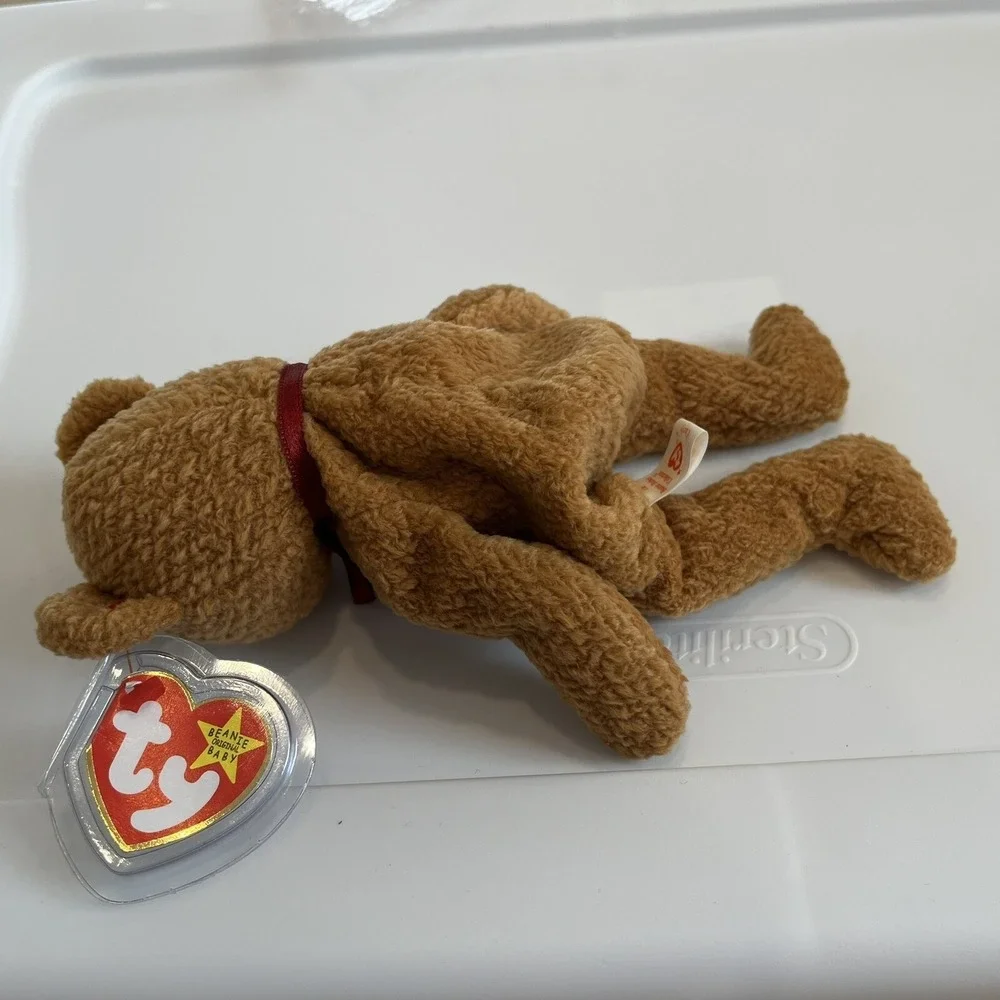 Lot 2 Vntg TY Beanie Babies Curly The Bear 1996 Chocolate Moose 1993 Plush Toys‎
